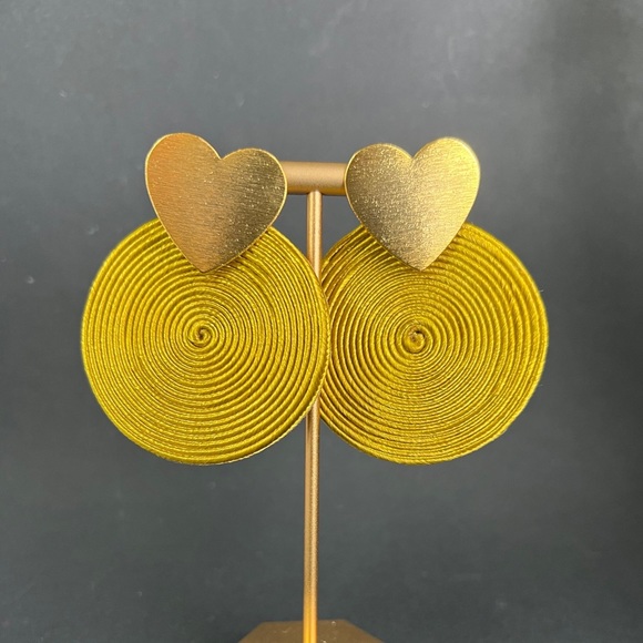 Elegant Yellow & Gold Dangle Earrings - Round Earrings - Trendy Summer Earrings - Picture 4 of 7